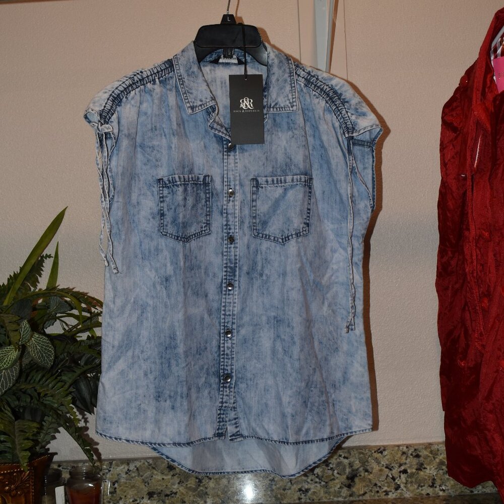 Rock & Republic Sleeveless Denim Shirt Size S - with tags